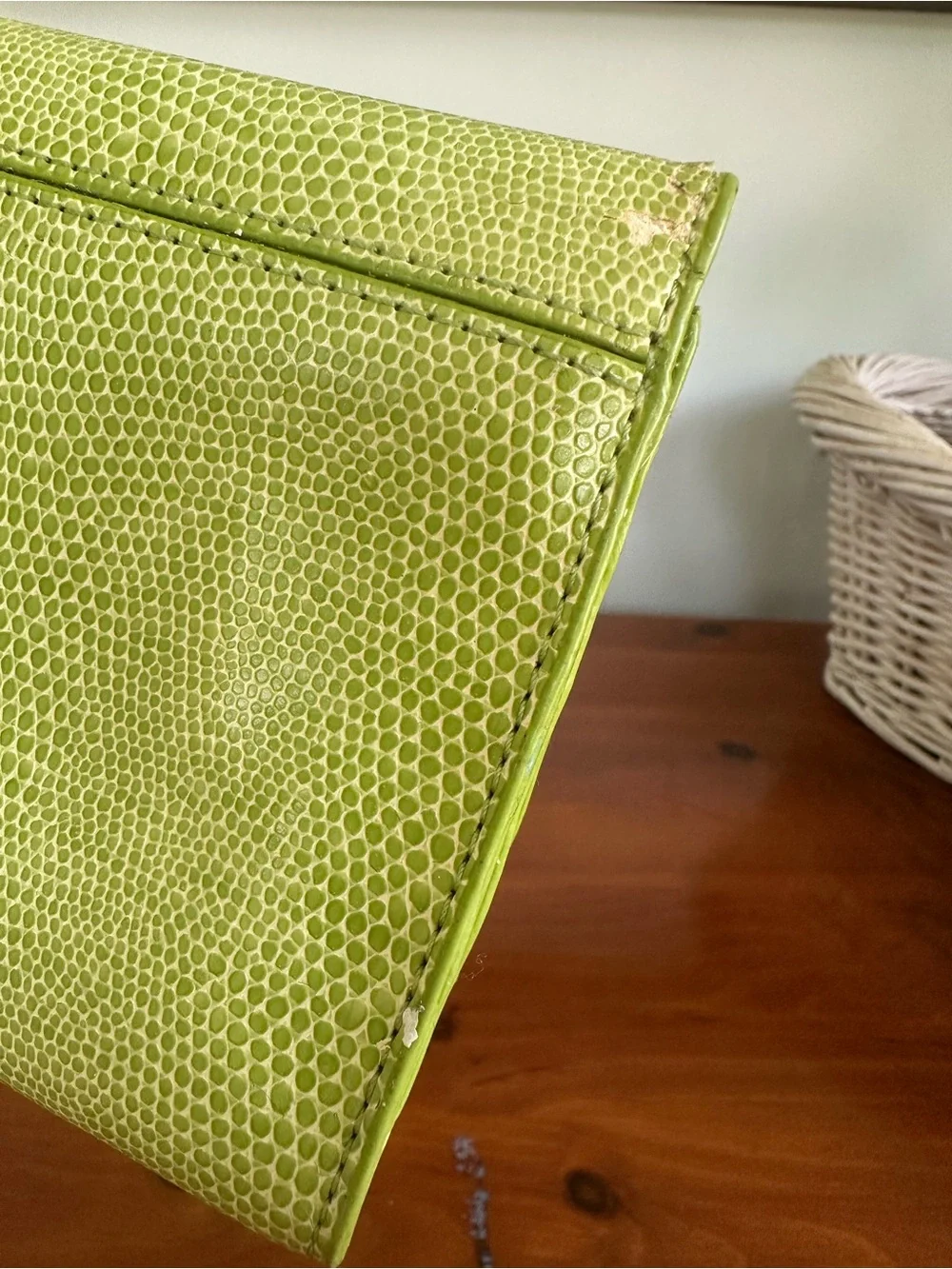 Fornash Lizard Embossed Lime Green Clutch